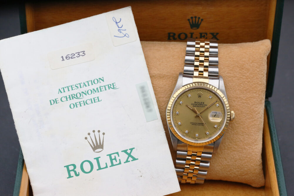 Rolex Datejust Champagne Diamond Dial 16233 36mm 1988 - Image 4